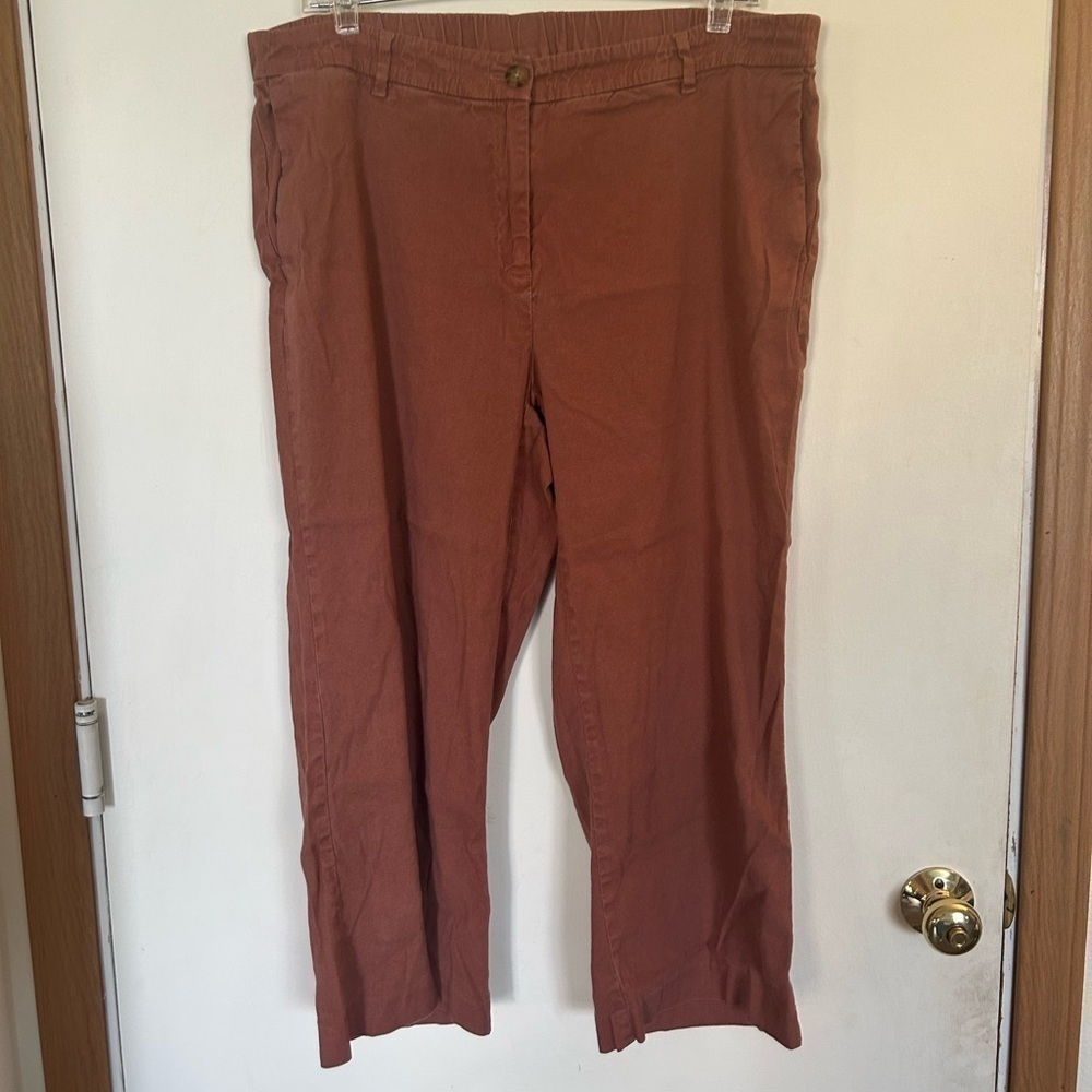 J. Jill Linen Stretch size 18 wide leg cropped pants burnt orange